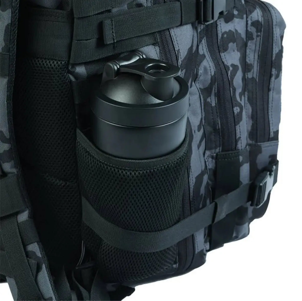 AYRON Sac Athlète 45L — coloris gris camouflage, détail du système MOLLE