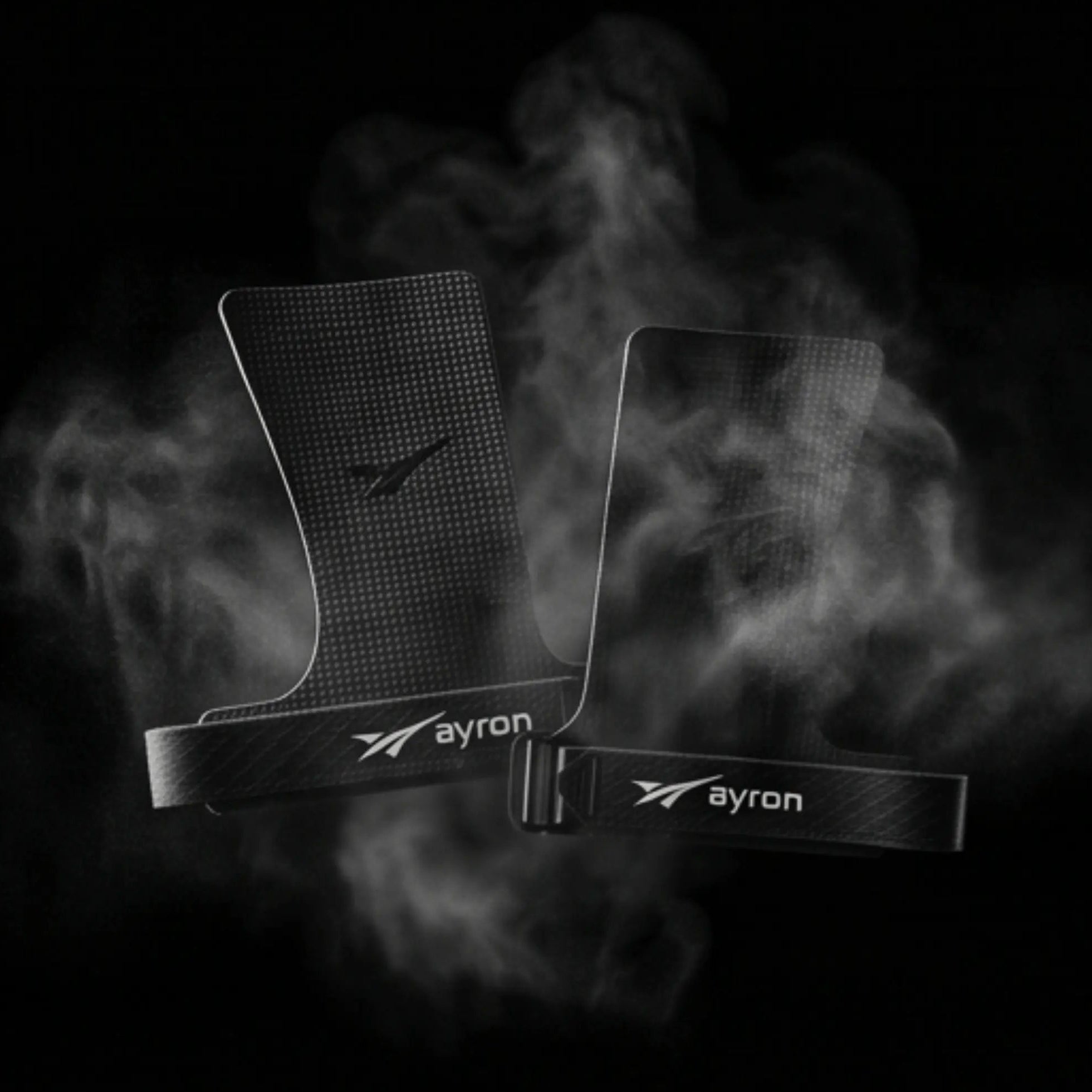 AYRON Elite Carbon Grips — vue de dessous, sangle poignet et curseur métal