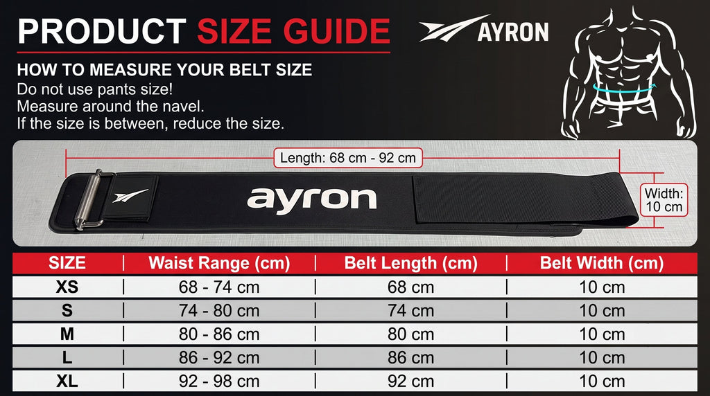 AYRON Ceinture de Force — guide des tailles S à XL