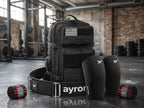 Pack AYRON FORCE — sac tactique, ceinture, genouillères et bandes de poignet réunis