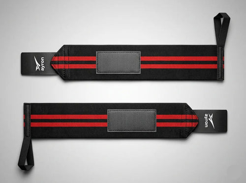 AYRON Bandes de Poignet CrossFit — double bande rouge signature sur fond noir